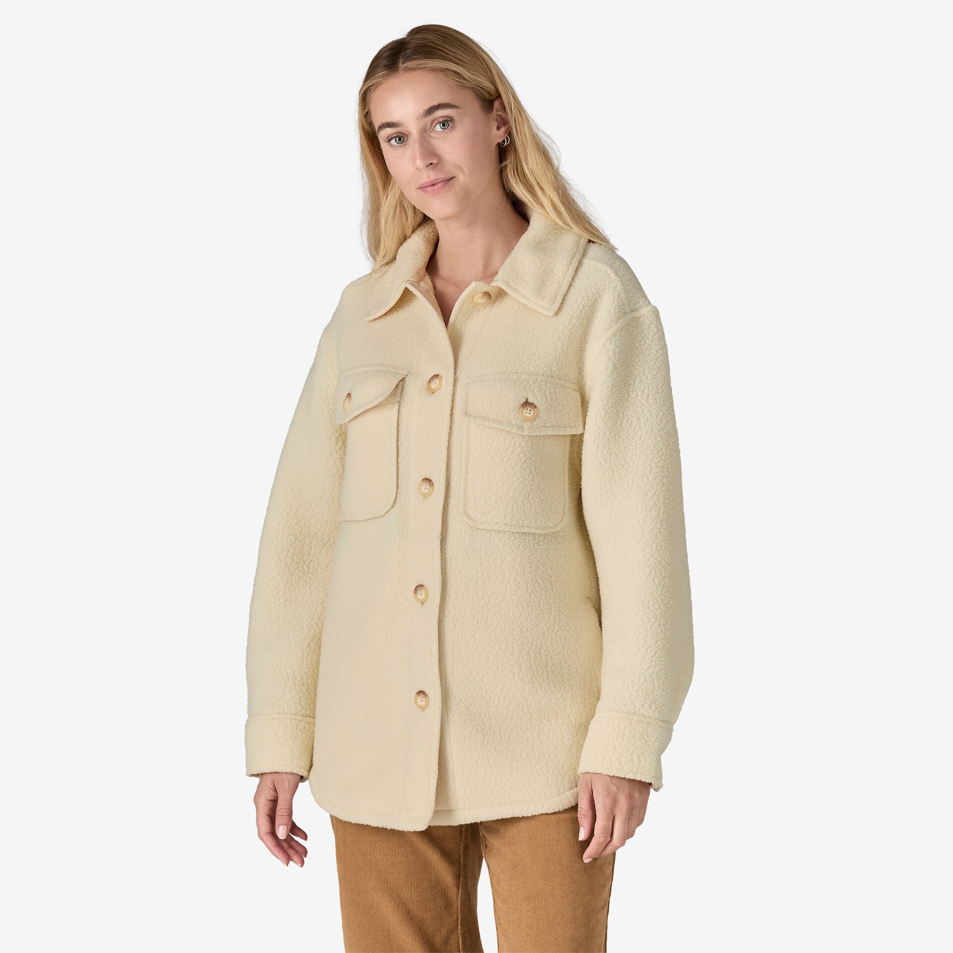 Retro Pile Shacket Dame Natural