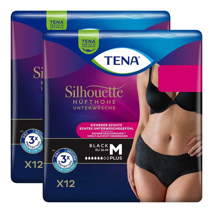 Tena Silhouette Plus M black Inkontinenz Pants, 2X12 St