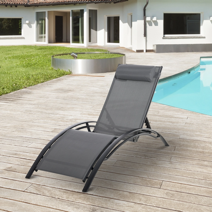 Outsunny Gartenliege mit abgerundetem Design grau