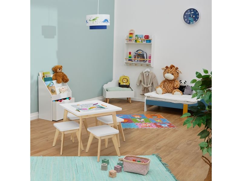 relaxdays Kindersitzgruppe MDF / Bambus, 5-teilig Sitzgarnitur für das Kinderzimmer