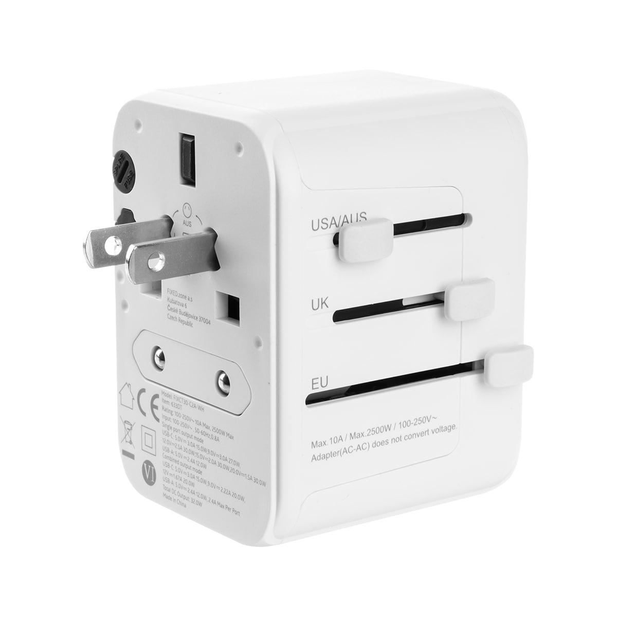 Fixed World 30W reiseadapter (hvit)