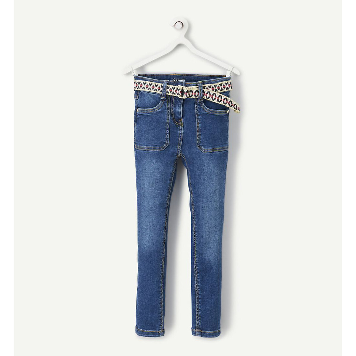 TAPE A L'OEIL<br>Calça jeans skinny com cinto trançado