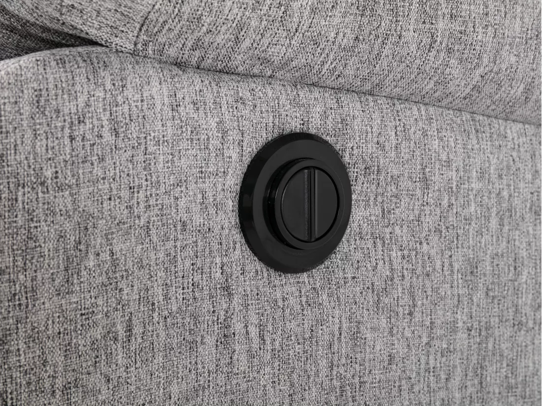 Canapé d'angle gauche relax électrique en tissu gris clair LUNANO
