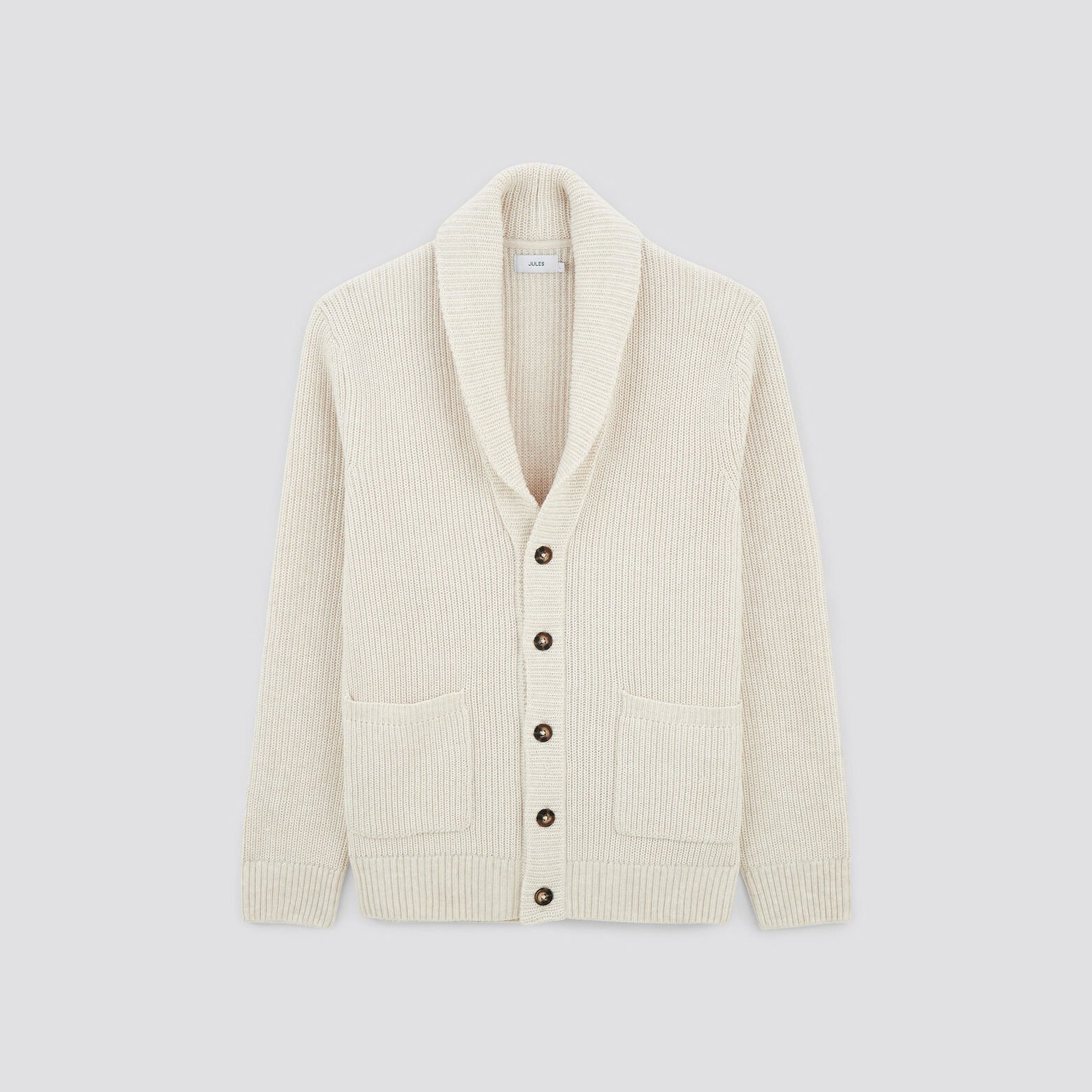 Gilet à col châle boutonné Ecru