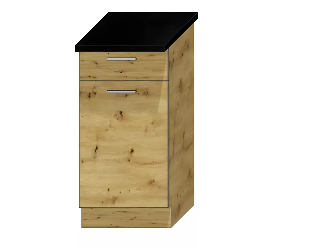 Cuisine complète Mila 5 éléments couleur chêne artisan avec plan de travail inclus - Longueur 120/180 cm