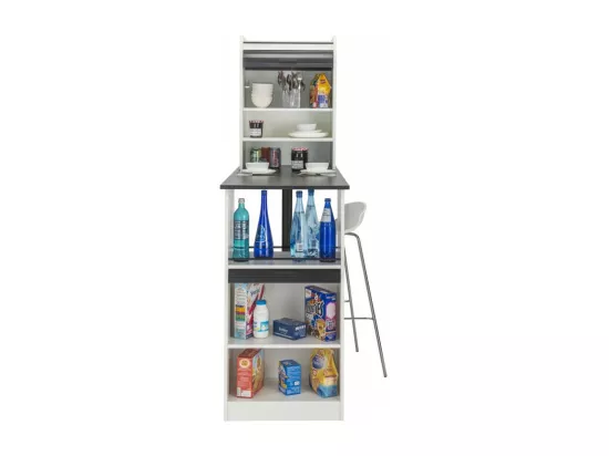 Table de cuisine et 2 Meubles de rangement Blancs - Coloris: Noir