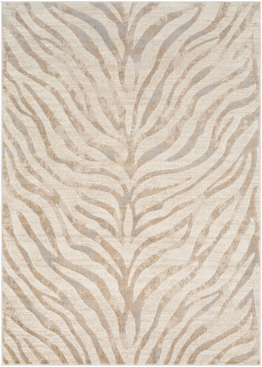 Boho vloerkleed, zebrapatroon, grijs/beige, 160x220 cm, CYBELE