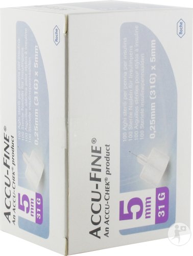 Accu-Chek Accu-Fine 5mm (31G) Aiguilles Stériles Pour Stylos À Insuline 100 Pièces