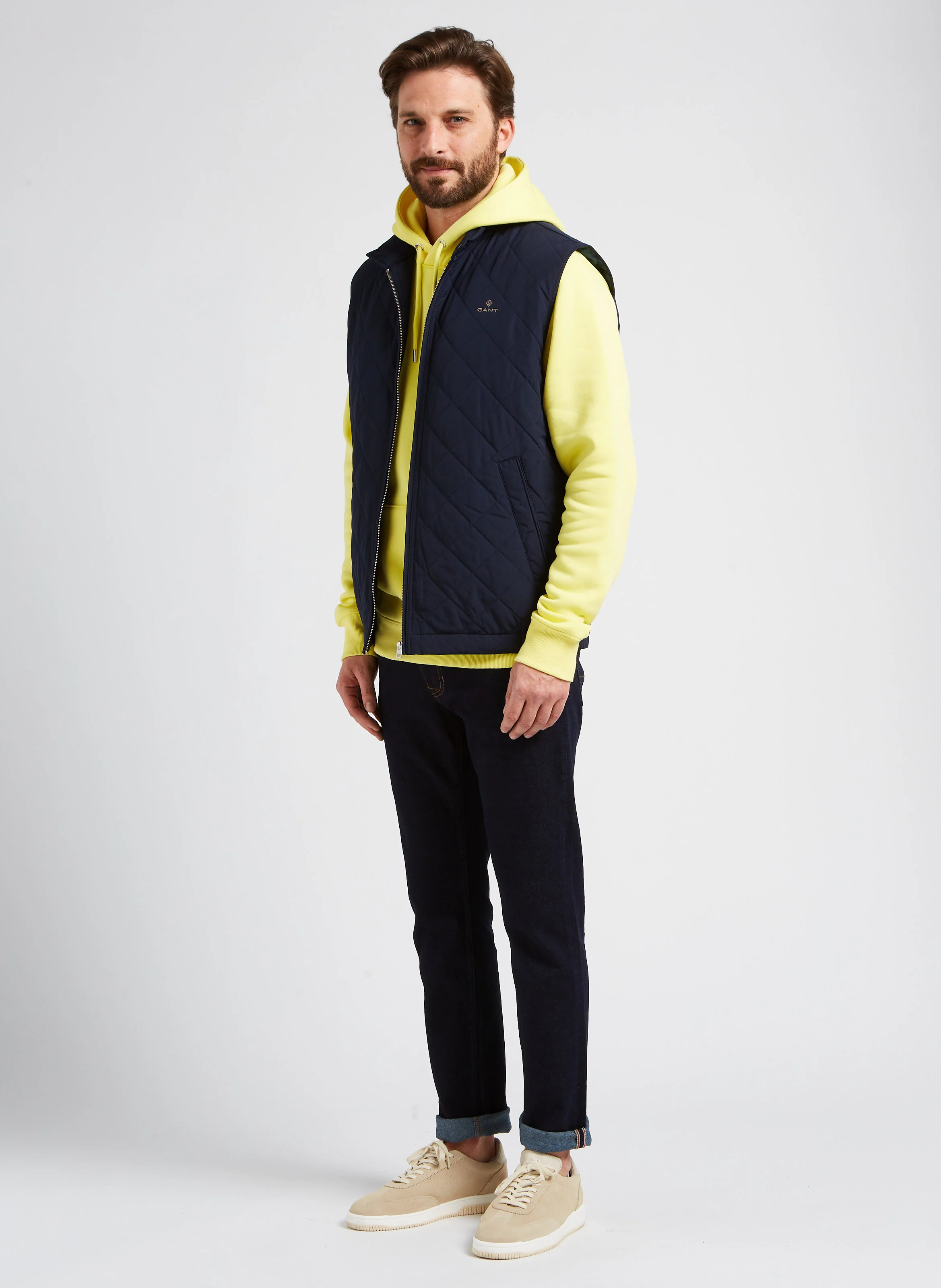ORIGINAL SWEAT HOODIE - Sweat à capuche avec logo Gant brodé en coton mélangé| Jaune
