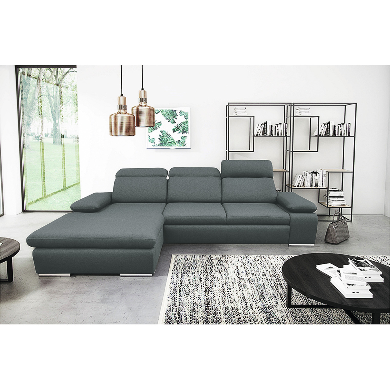 Ecksofa Orlando Stoff, Recamière links