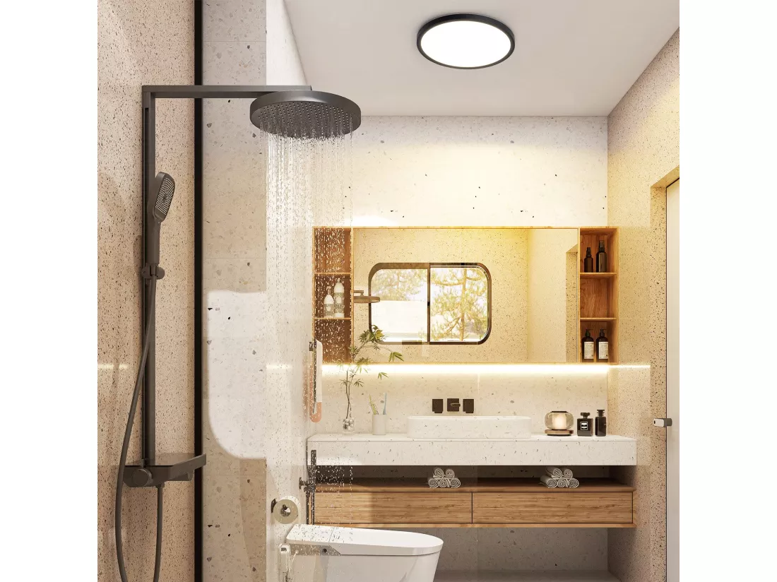 NETTLIFE Plafonnier LED Salle de bain Plat 30CM 24W Rond Blanc Plafonnier Cuisine Non-variable