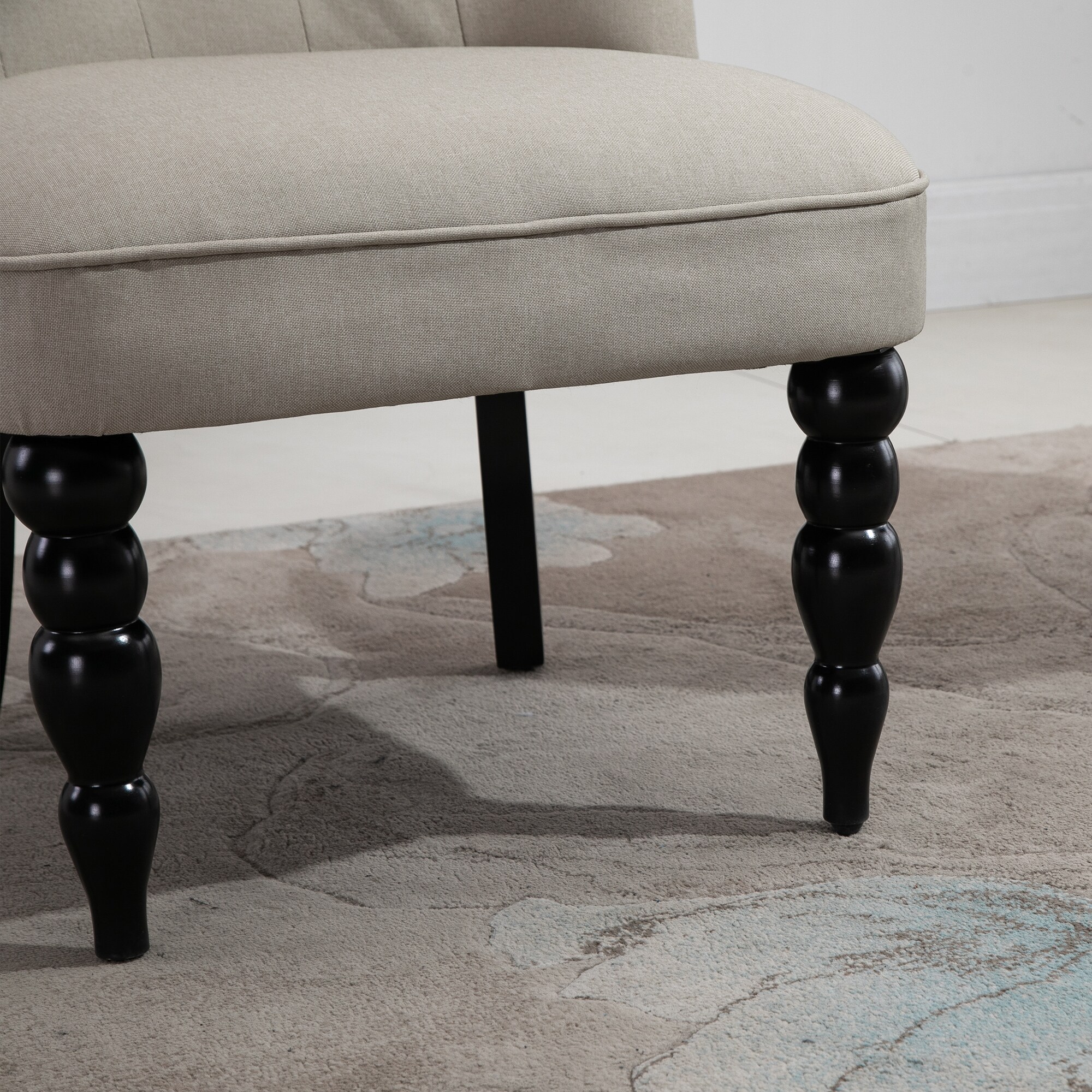 HOMCOM Polstersessel mit Knopfdesign beige, schwarz 67 x 67 x 78 cm (LxBxH)