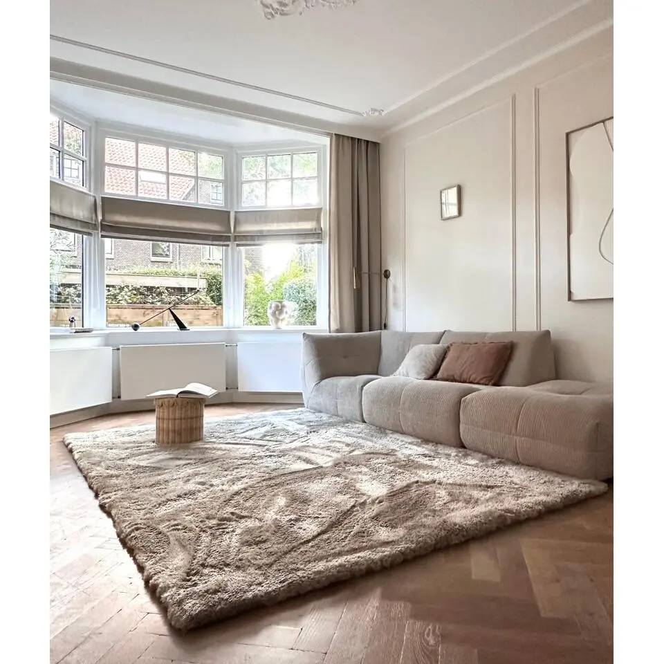 Interieur05 Hoogpolig vloerkleed Odelia beige/wit - 200 x 290 cm