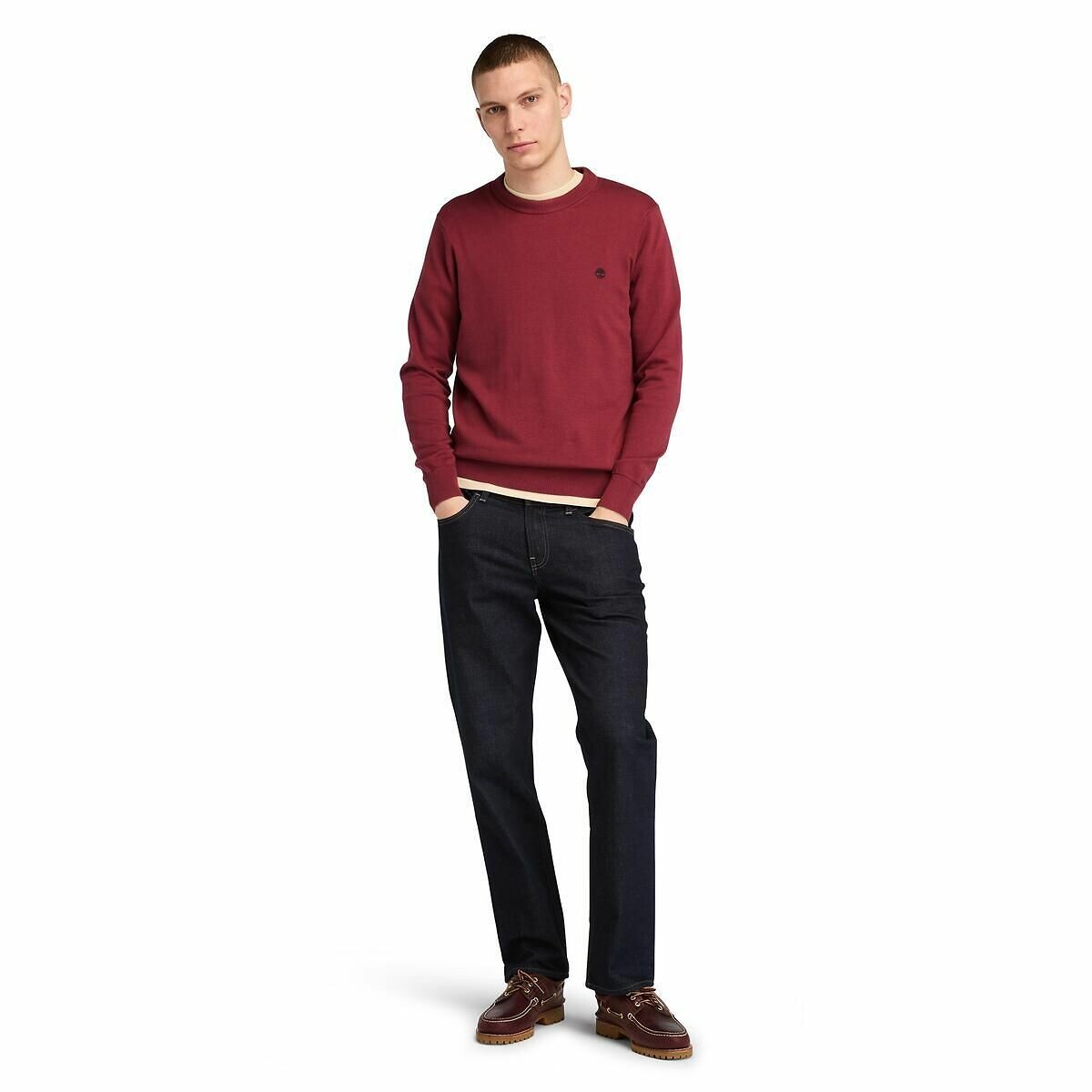 TIMBERLAND<br>Suéter de algodão com gola redonda, tamanho regular
