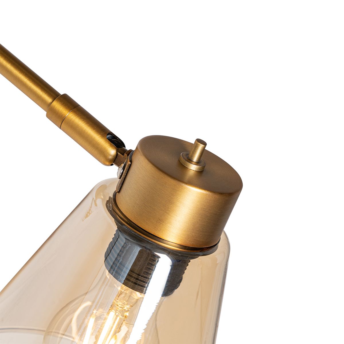 Art Deco wandlamp brons met marmer en amber glas - Nina