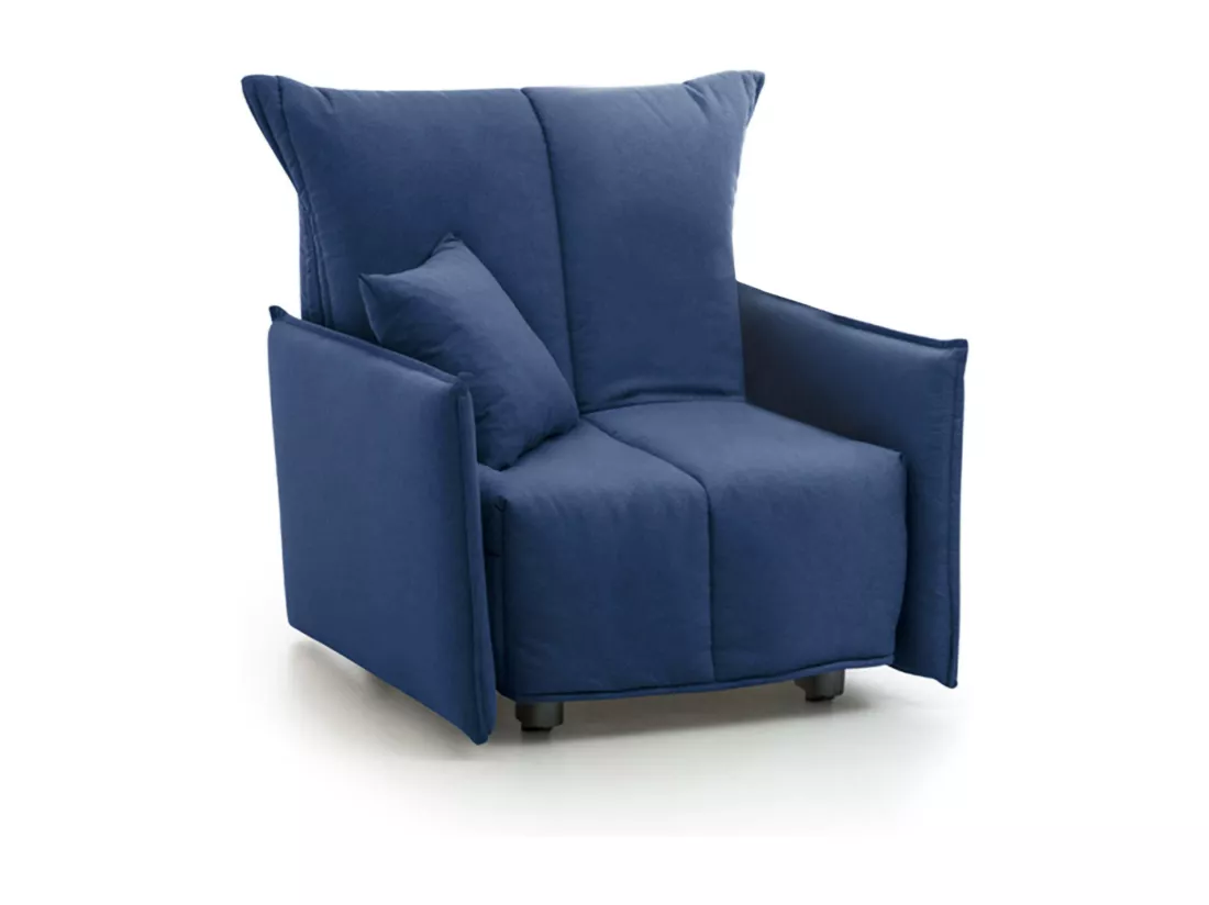 Canapé-lit Dabari, Canapé simple, 100% Made in Italy, Fauteuil de salon avec ouverture trolley, en tissu rembourré, avec accoudoirs standards, 110x90h85 cm, Bleu