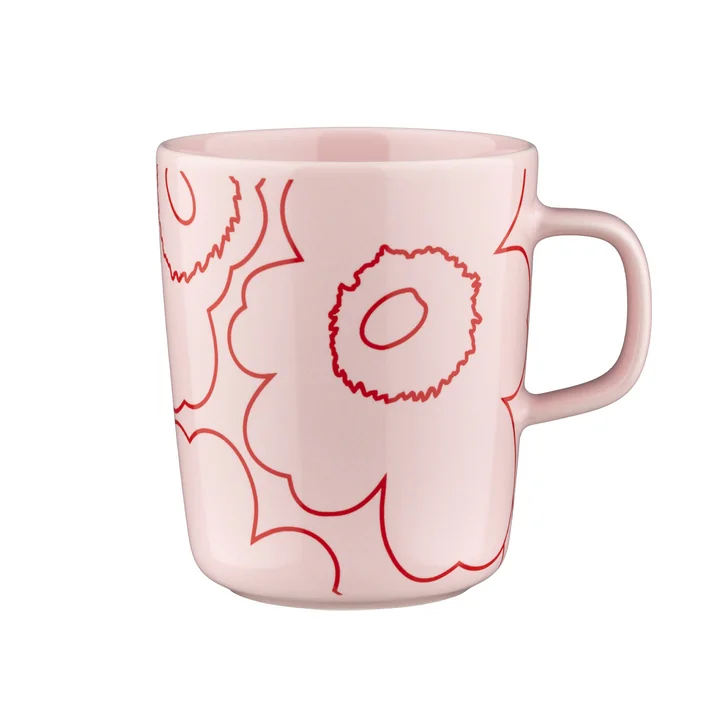 Marimekko - Oiva Piirto Unikko Becher mit Henkel, 250 ml, pink / rot