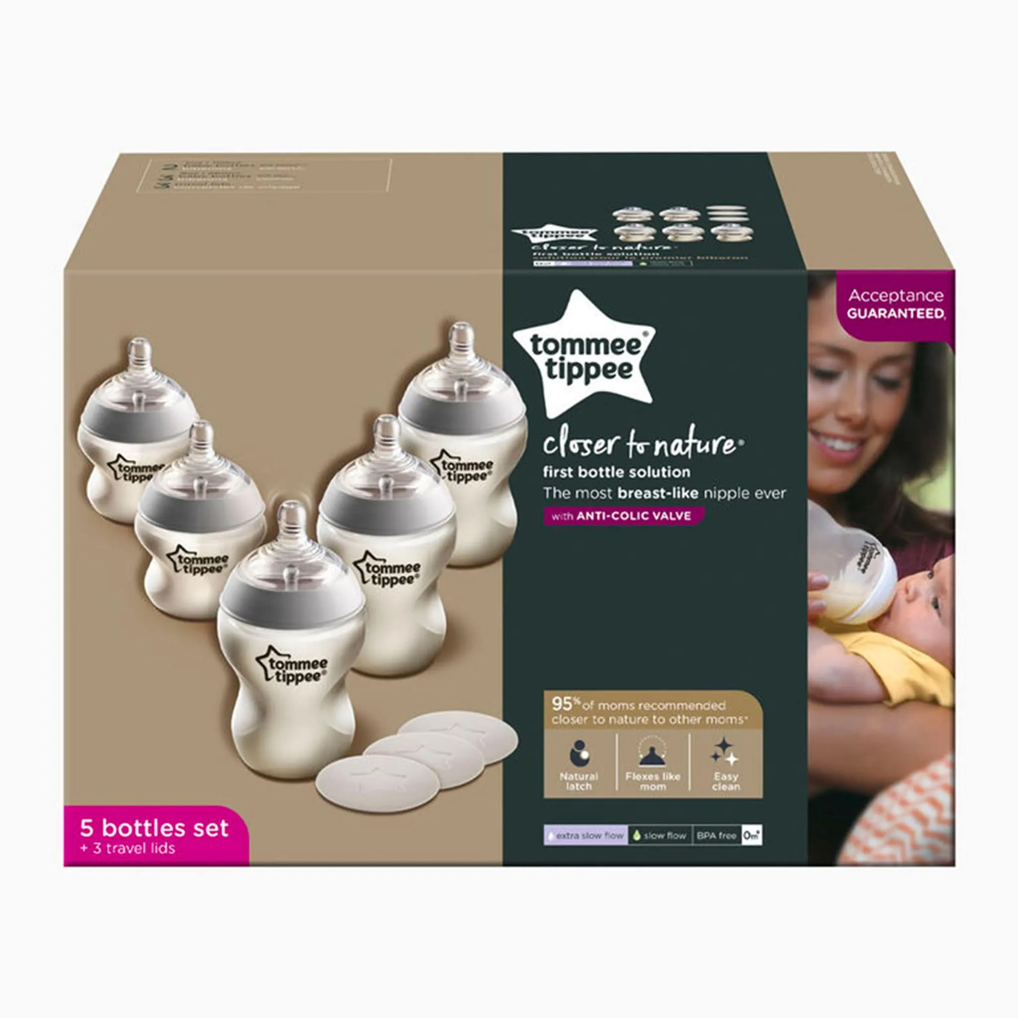 Tommee Tippee Ensemble de 5 Biberons Closer to Nature