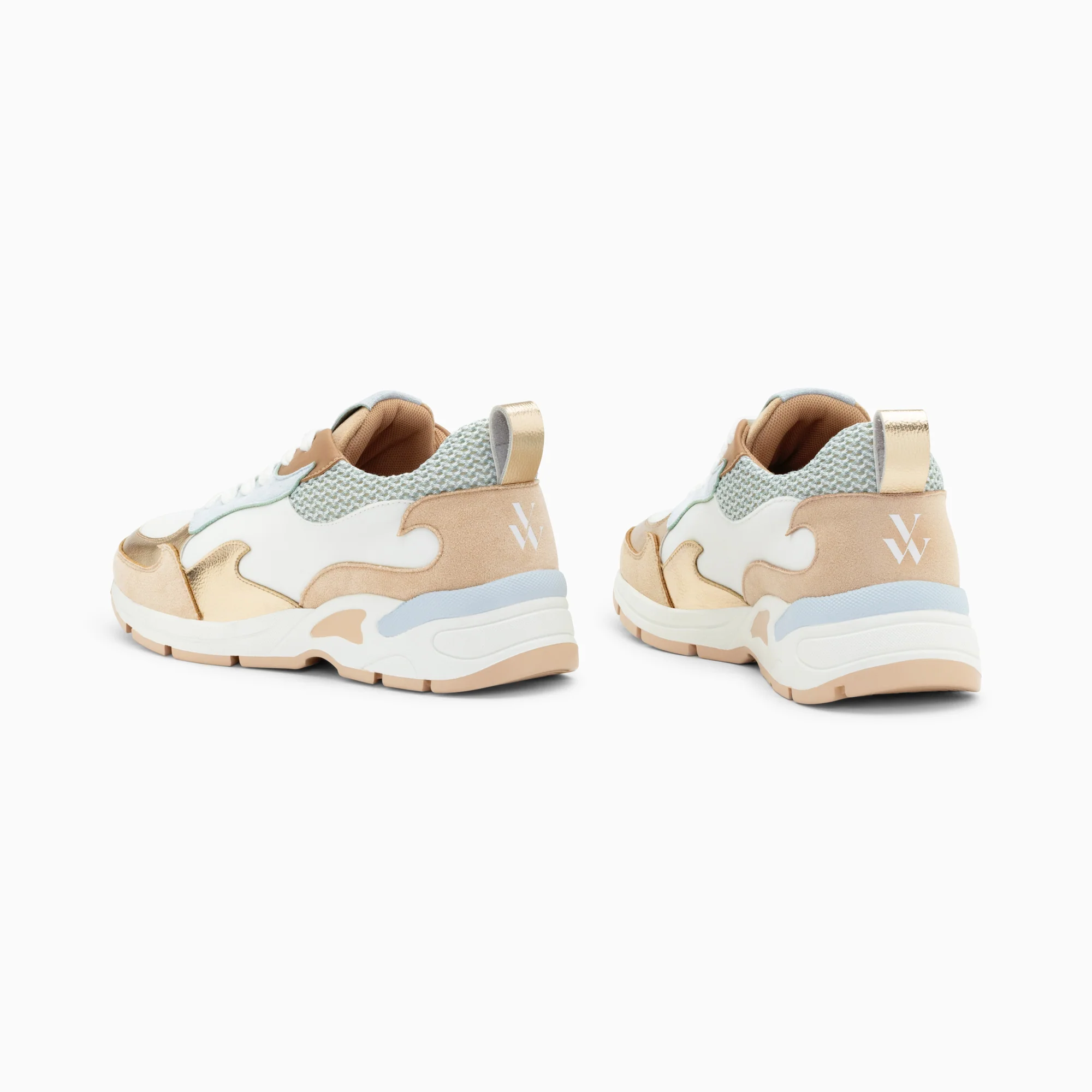 Sneakers-Baskets flamme Anita bleu et beige