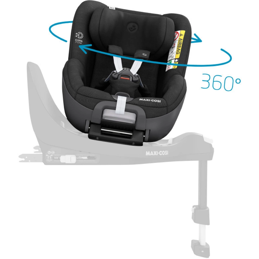 MAXI COSI Set Babyschale Coral 360 Essential Graphite plus Kindersitz Pearl 360 Authentic Black plus Basisstation FamilyFix 360
