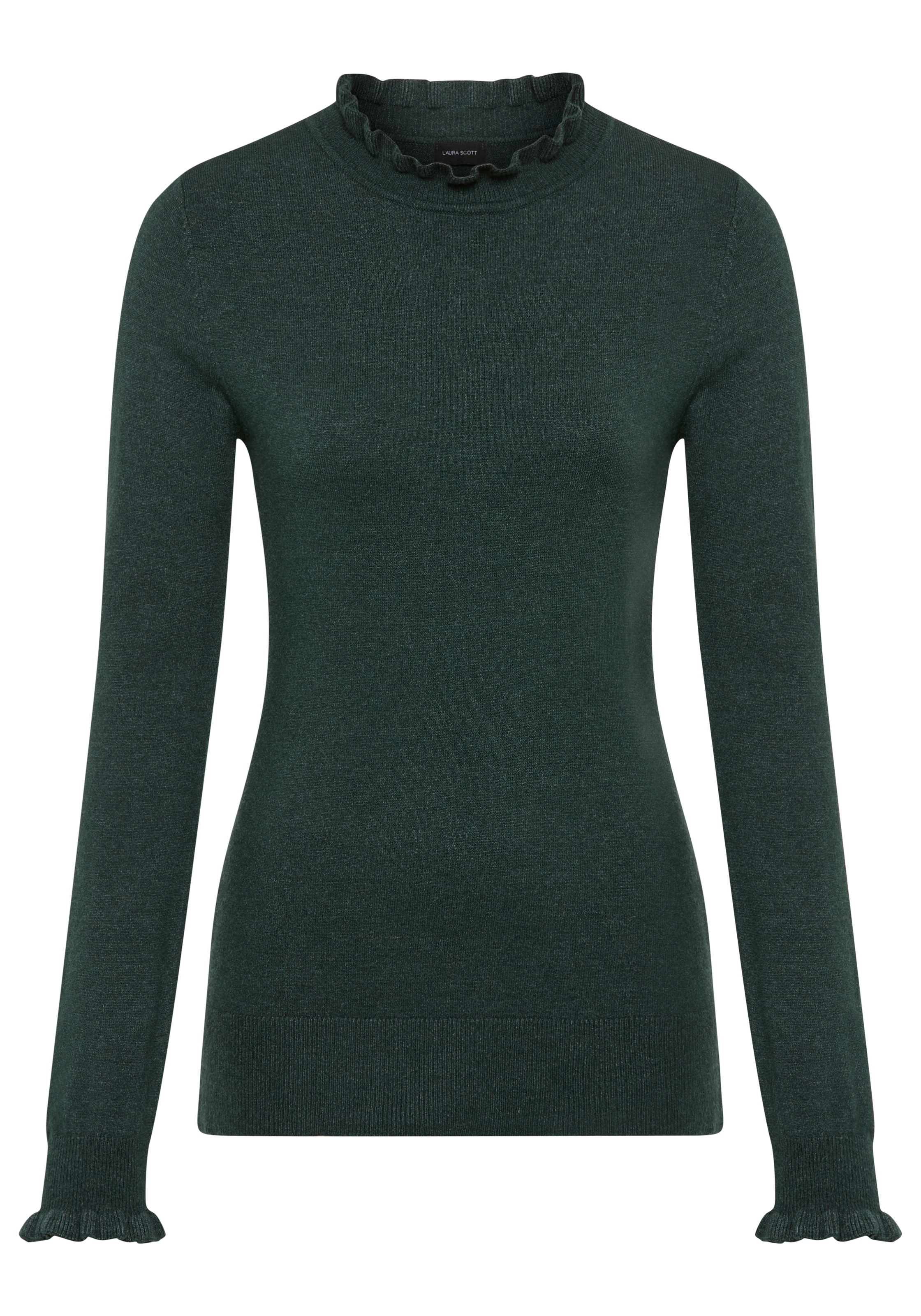 Laura Scott Stehkragenpullover , kuscheliger Winterstrick mit süssem Volant-Ausschnitt