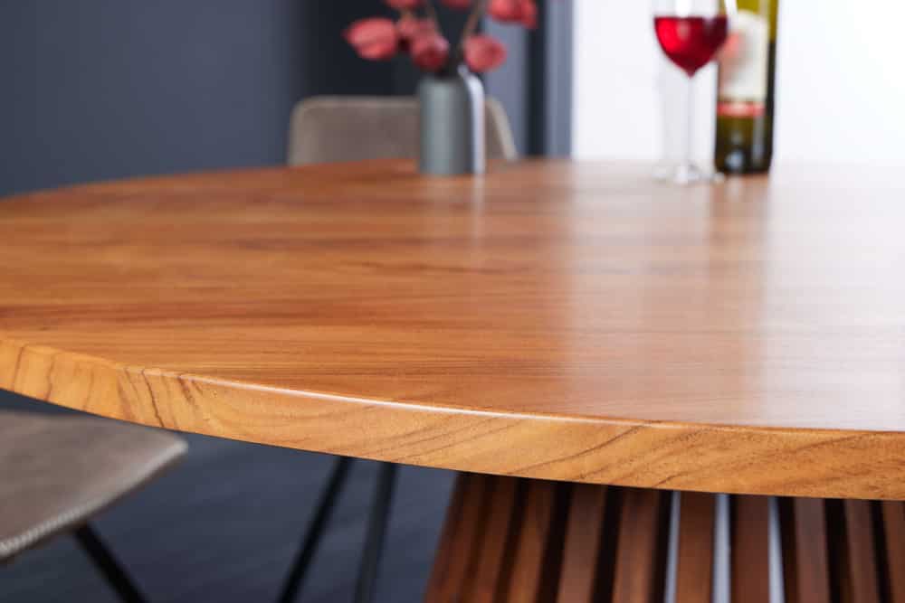 Runder Esstisch MAISON JADE 120cm natur Akazie Massivholz Säulenfuß