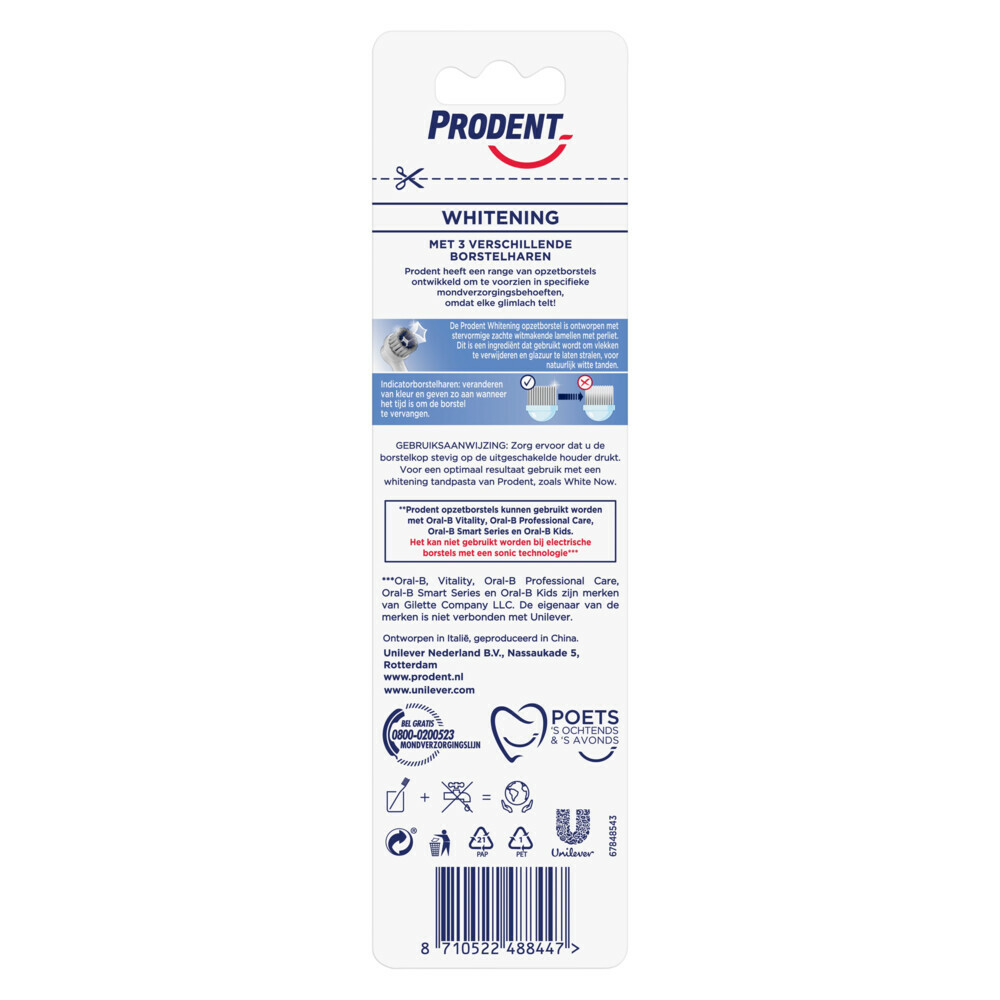 Prodent Opzetborstels White Now2 stuks