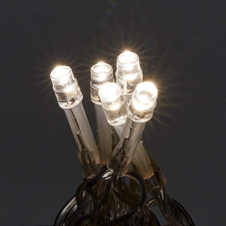Guirlande lumineuse LED intérieure blanc froid câble transparent 8 fonctions 11 m