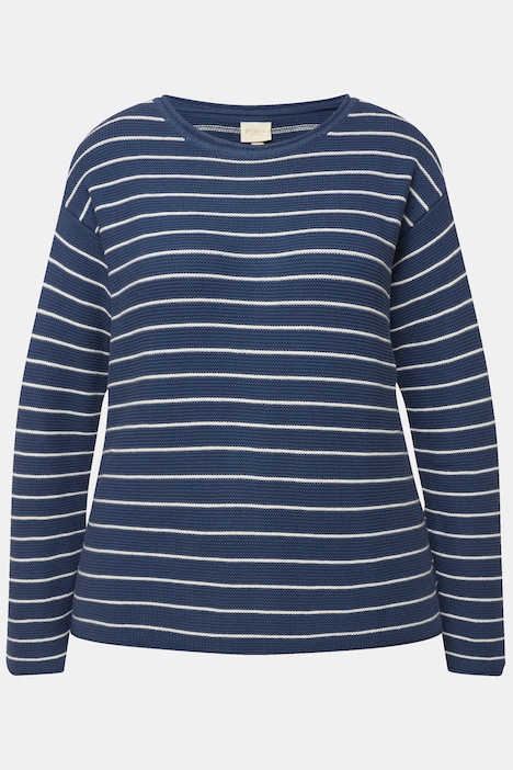 Pullover, Ringel, Rundhals, Langarm, Biobaumwolle
