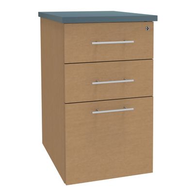 Caisson HT bureau - steely/stelly manager - Profondeur 60 cm - hetre - top bleu argile