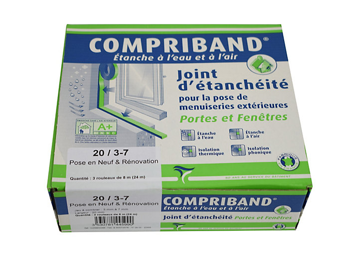 Joint d'étanchéité Compriband 8m x 20 mm, exp 3 à 7mm