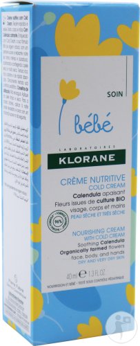 Klorane Bébé Crème Nutritive Cold Cream Au Calendula Visage Corps Et Mains Peaux Très Sèches 40ml