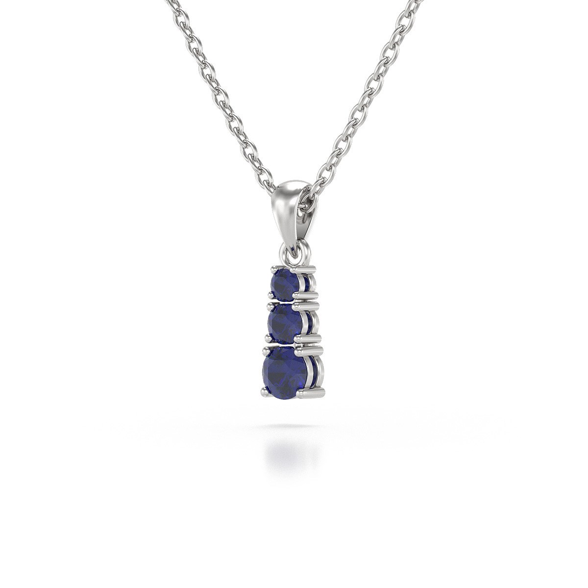 Collier Pendentif Saphir avec Chaîne en Argent 925 - 0.45gr | Aden Boutique