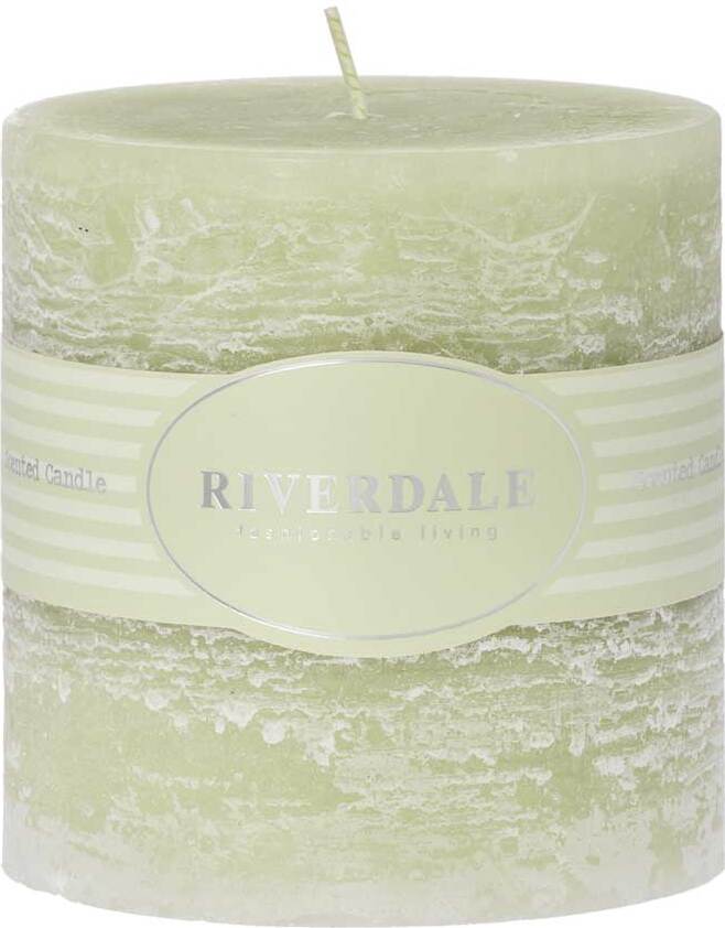 Riverdale geurkaars Pillar groen Summer Bellini 80 uur D 10 H 10 cm