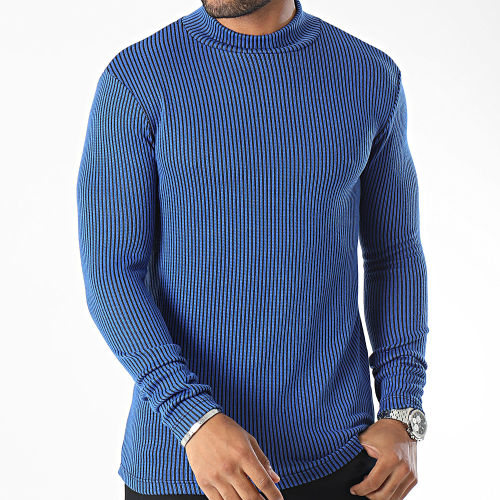 Pull A Bandes Bleu Roi Noir