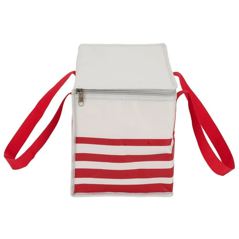 Sac à repas isotherme rouge et blanc L.28xl.18xH.21 cm