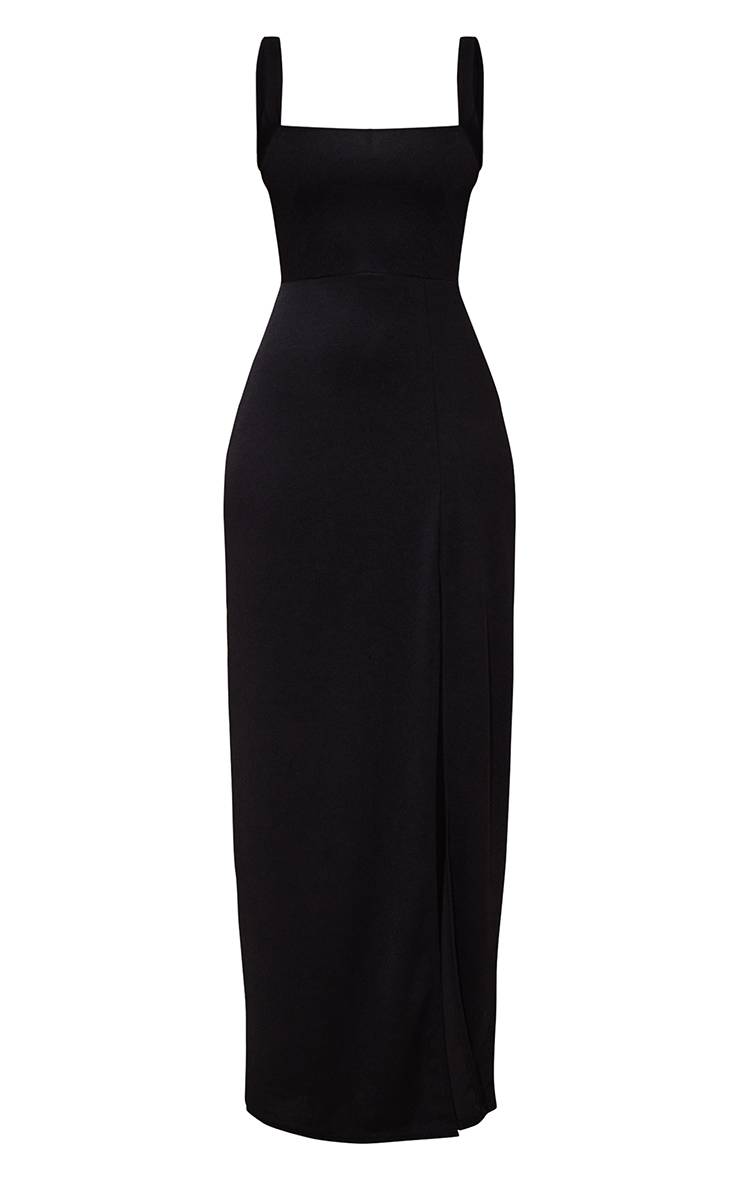 Noir Robe Maxi À Encolure Carrée