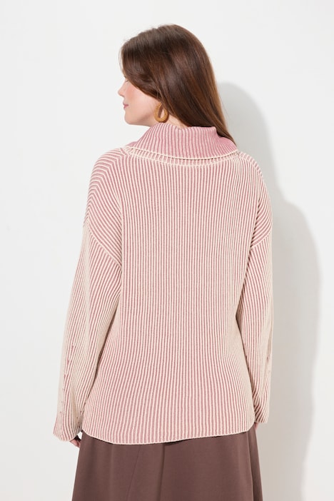 Pullover, Rippstrick, Rollkragen, Langarm, Biobaumwolle
