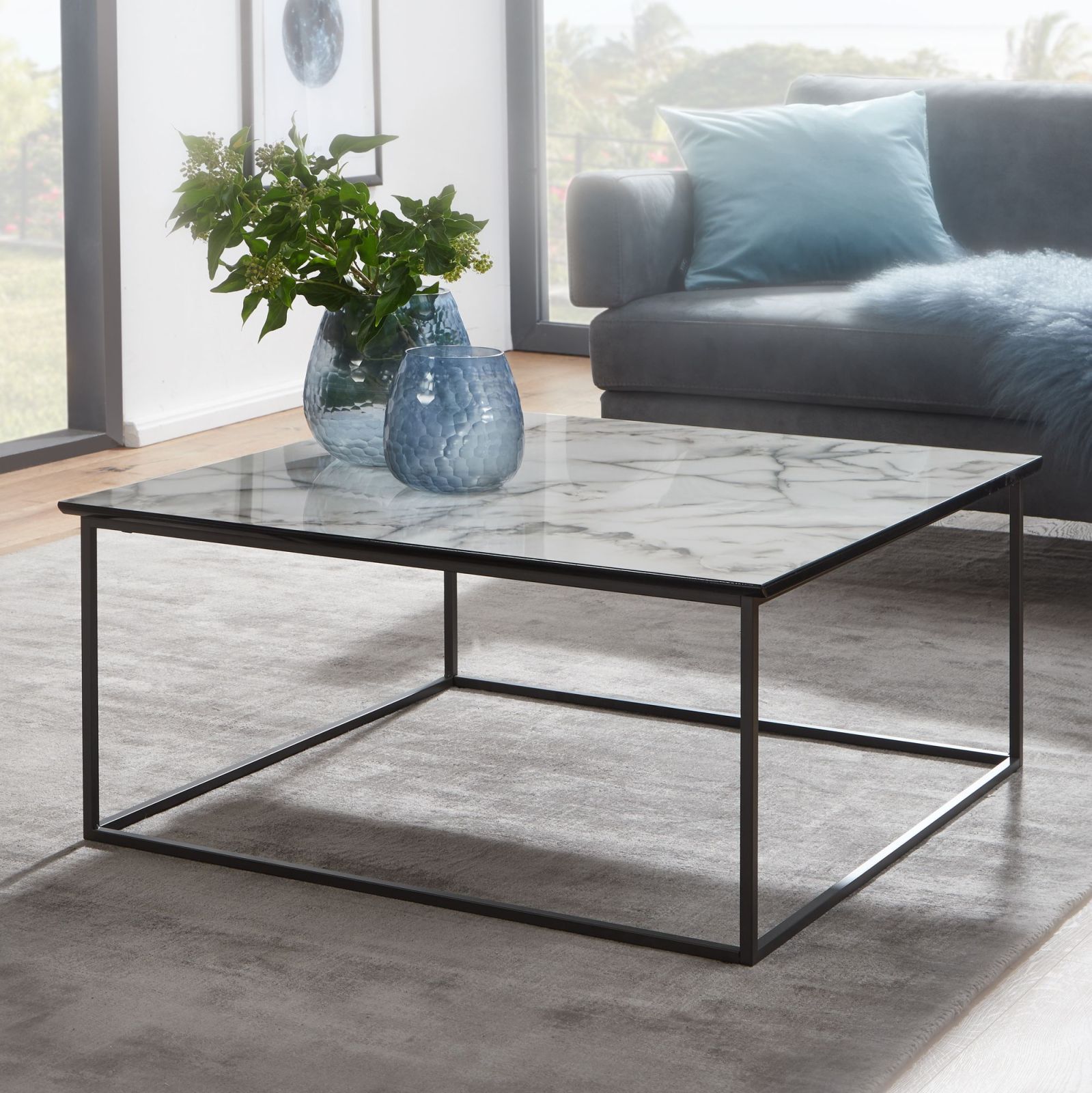 Couchtisch - weiß-schwarz - 80 cm