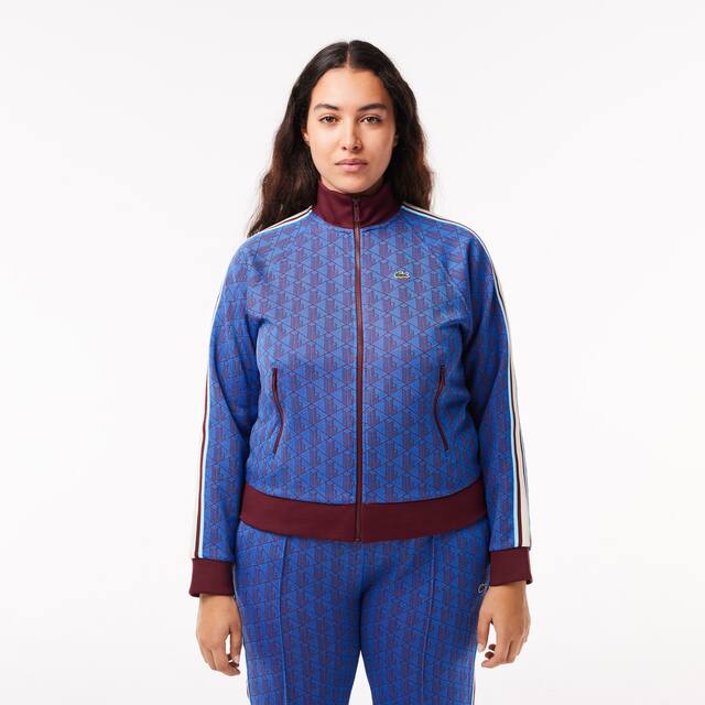 Sweatshirt zippé Paris col montant jacquard monogramme Sweatshirts - Bleu - Lacoste - Femme