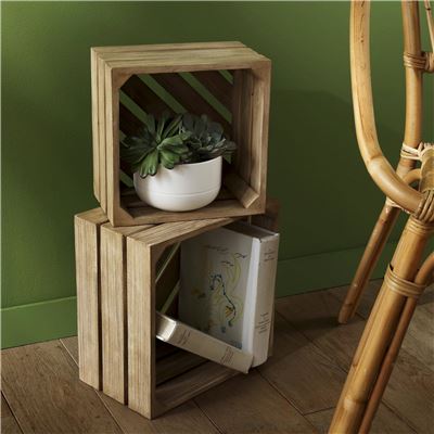 Set de 2 caisses déco gigognes en bois