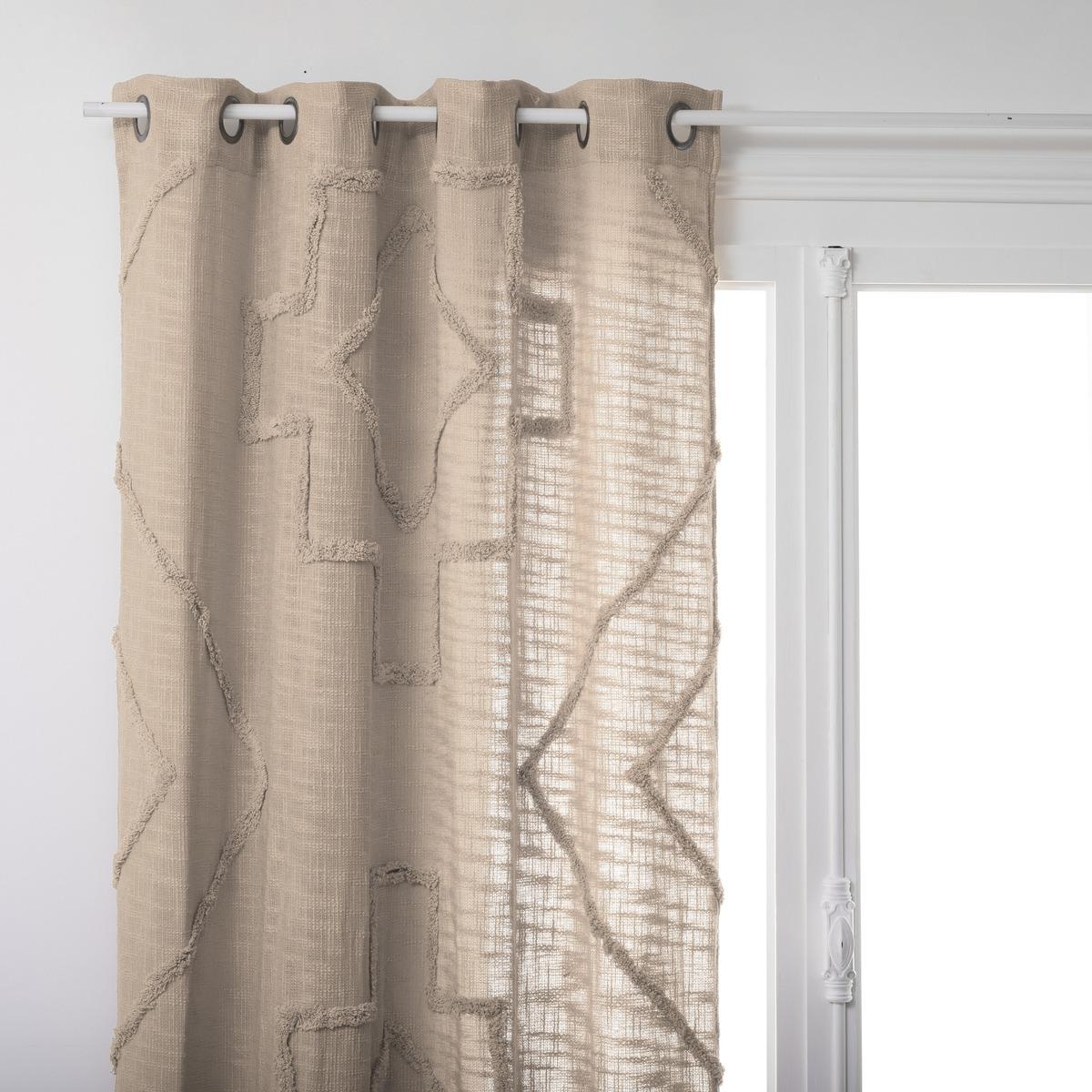 RIDEAU COTON TUFTE INCA IVOIRE 130X260CM