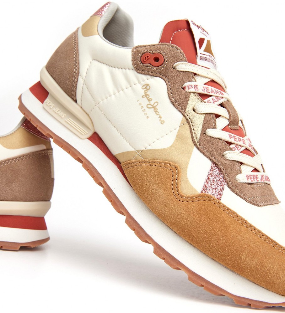 Tênis Pepe Jeans Brit Print Lux em couro marrom