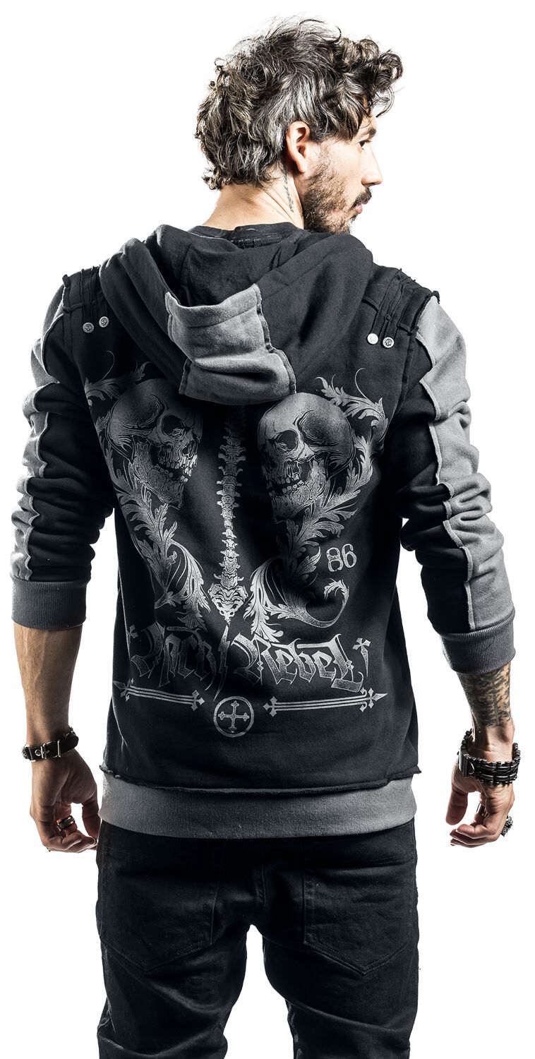 Veste À Capuche Noire Imprimé Rock Rebel & Crânes | Rock Rebel by EMP Sweat-shirt zippé à capuche
