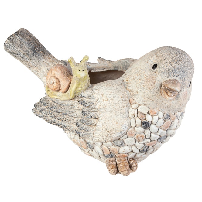 Pflanztopf - Vogel mit Schnecke - aus Magnesia - ca. 35 x 20 x 22,5 cm