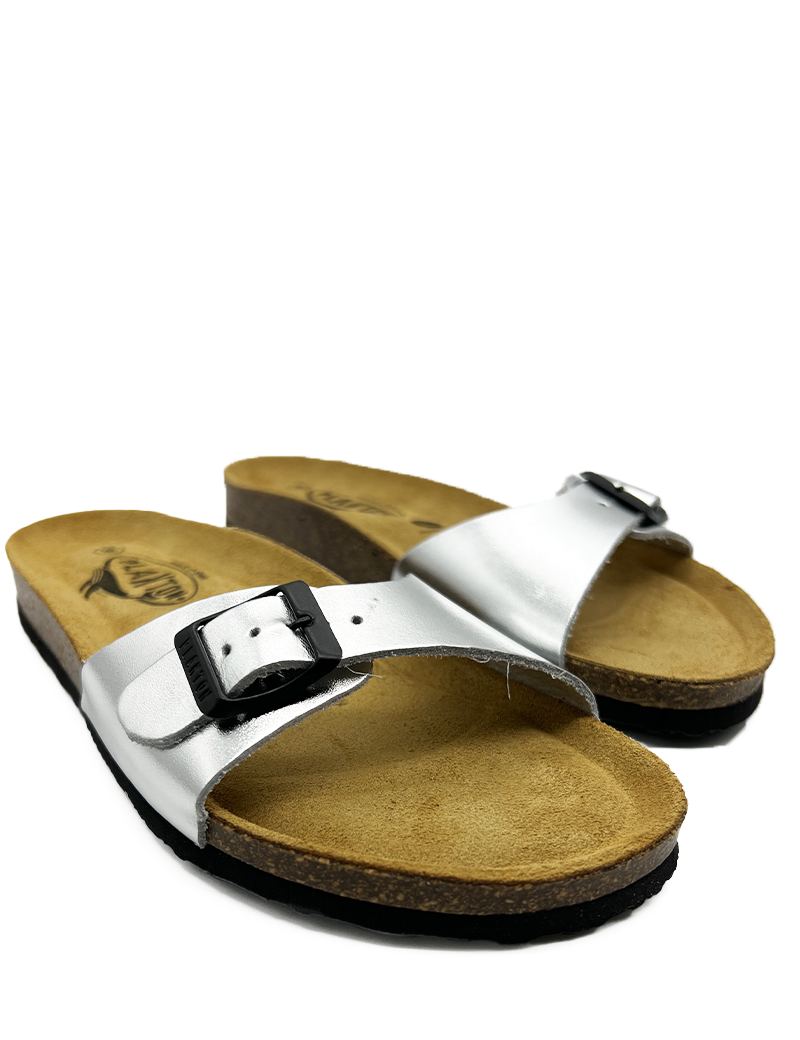 PLAKTON MULES FEMME ARGENT MÉTALLISÉ