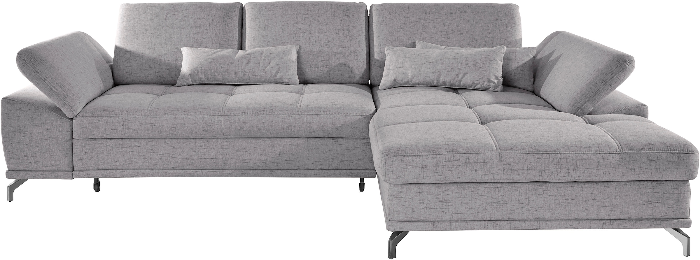 PLACES OF STYLE Ecksofa »Costello L-Form, B: 301 cm mit Sitztiefen-, Armteilverstellung &« 3 Nierenkissen, optional Bettfunktion & Bettkasten