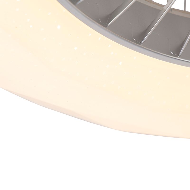 Plafondventilator zilver met ster effect 59cm incl. LED dimbaar met afstandsbediening - Clima