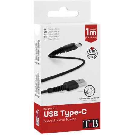 T'nB TCUSB01BK câble USB 1 m USB A USB C 18 W Noir