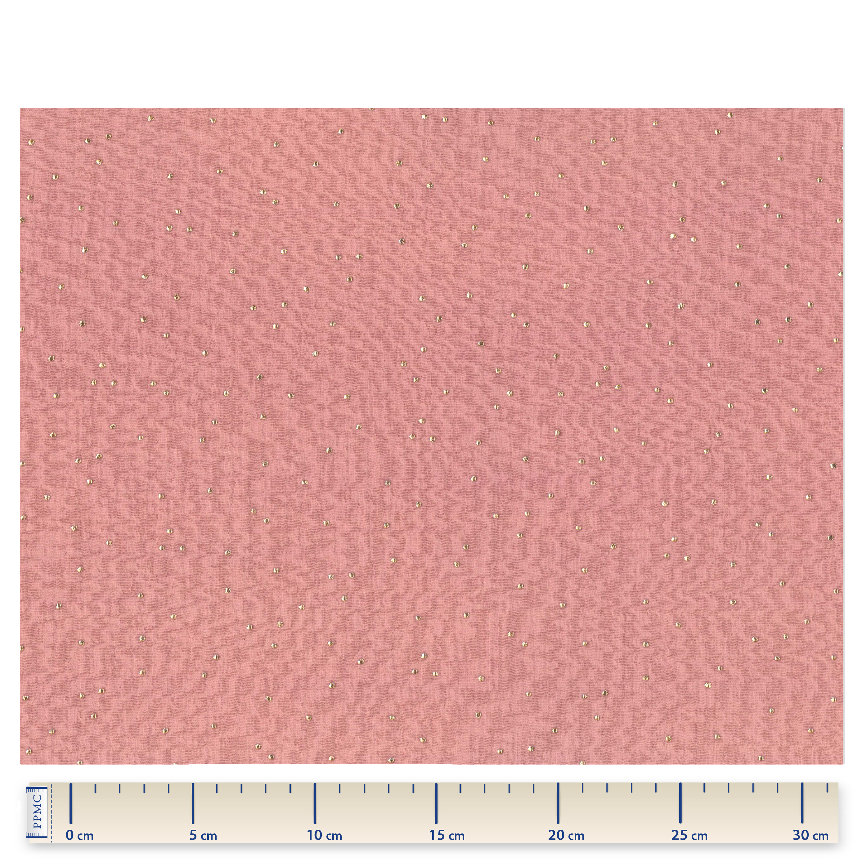 Tissu Coton Au Mètre Ex2268 Gaze Pois Or Rose Foncé